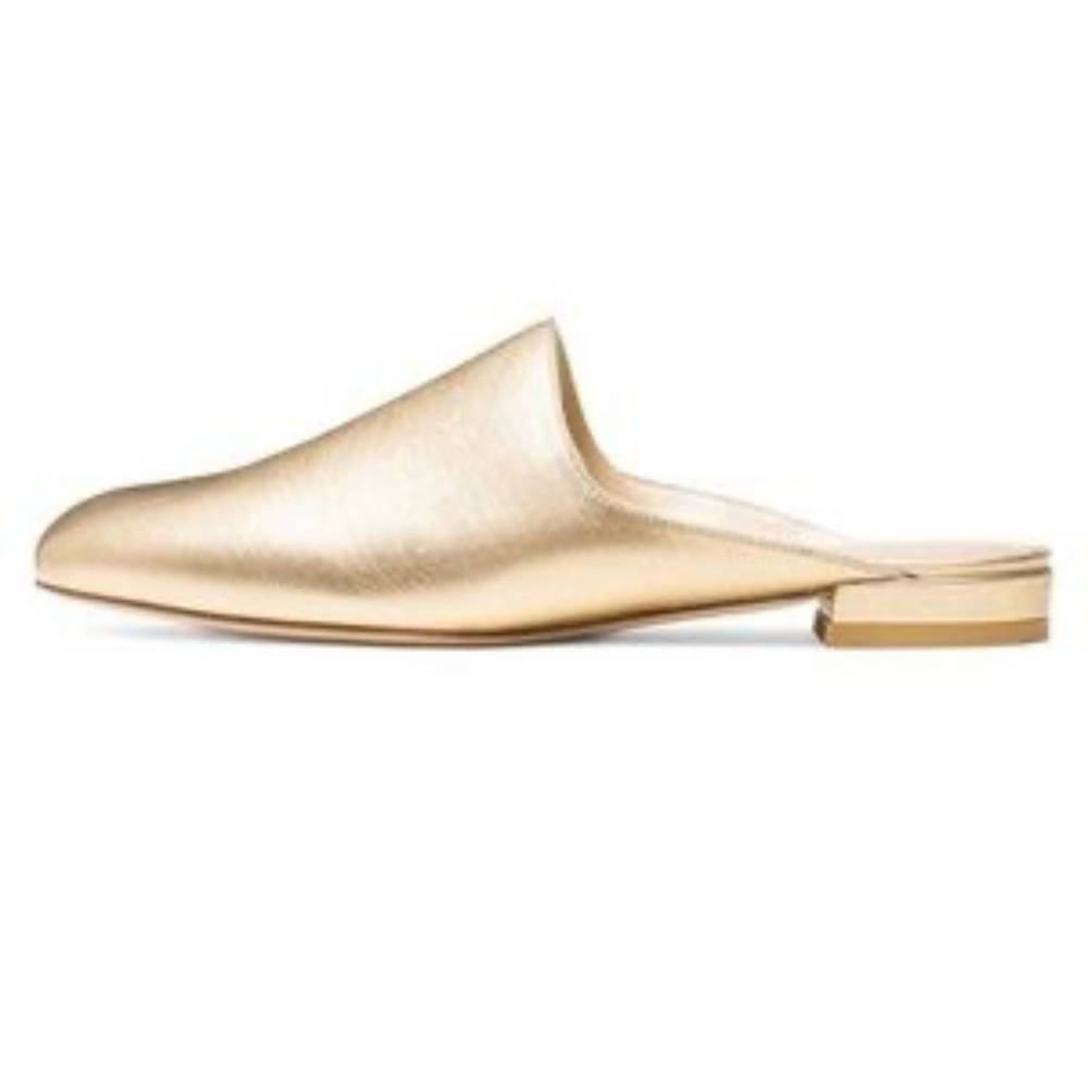 Stuart Weitzman Gold Metallic Mules Sleek Design